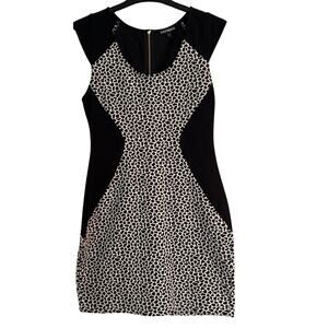 Express Womens Leopard Print Dress Size 8 Black Sleeveless Pencil Full Back Zip